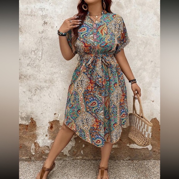 Dresses & Skirts - Boho floral paisley print smock dress